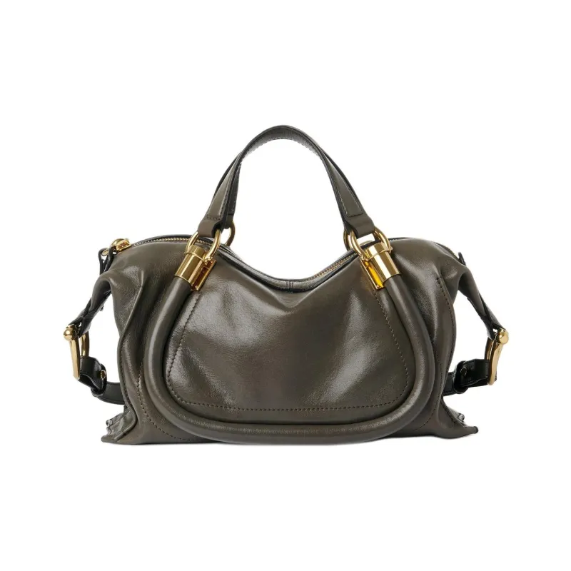 Chloe Calfskin Shoulder Bag, Crossbody Bag, Handbag Small Size Women's Gray-2