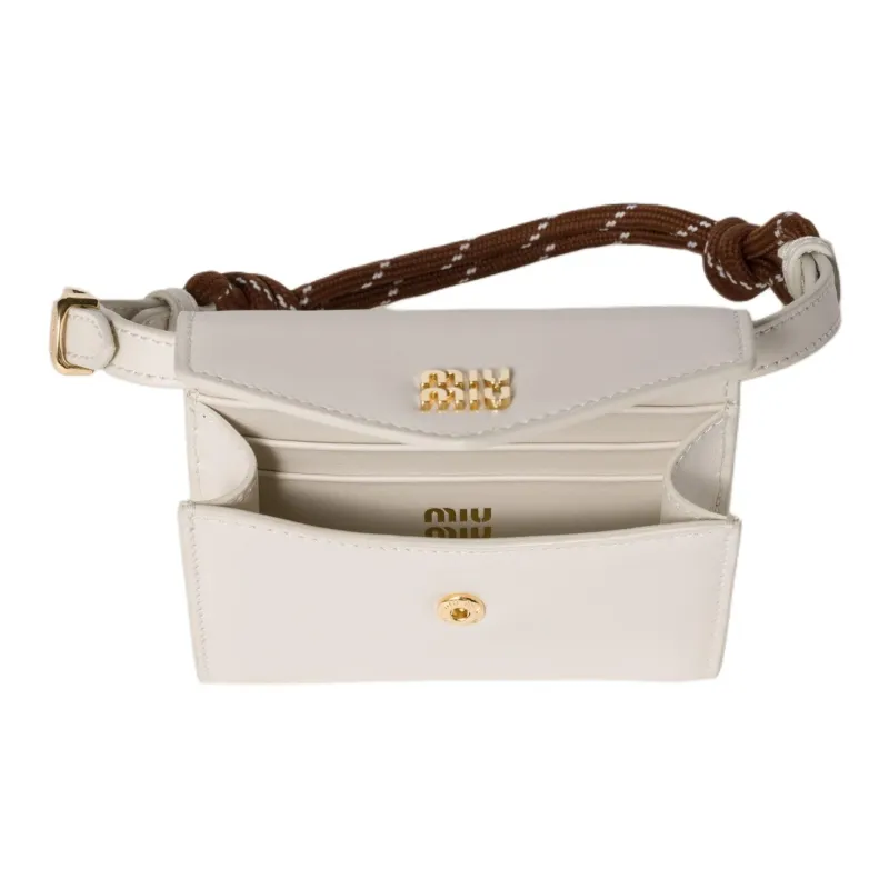MIU MIU Leather Wallet Women's Tobacco & Chalk White-3