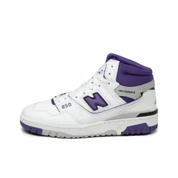 New Balance NB 650 Anti Slip Wear Resistant Mid Top Vintage Basketball Shoes Men's White Purple