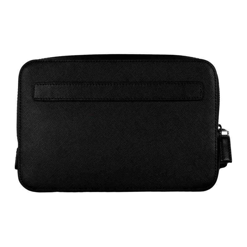 PRADA Cow Leather Clutch Men's Black-5