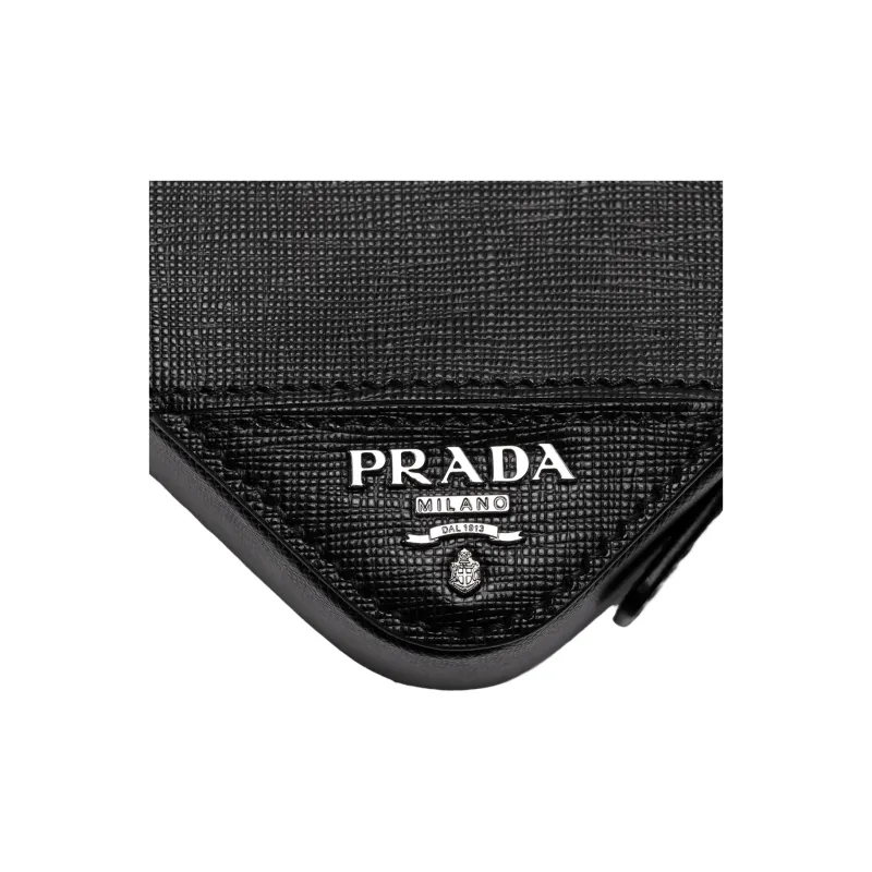 PRADA Cow Leather Clutch Men's Black-8