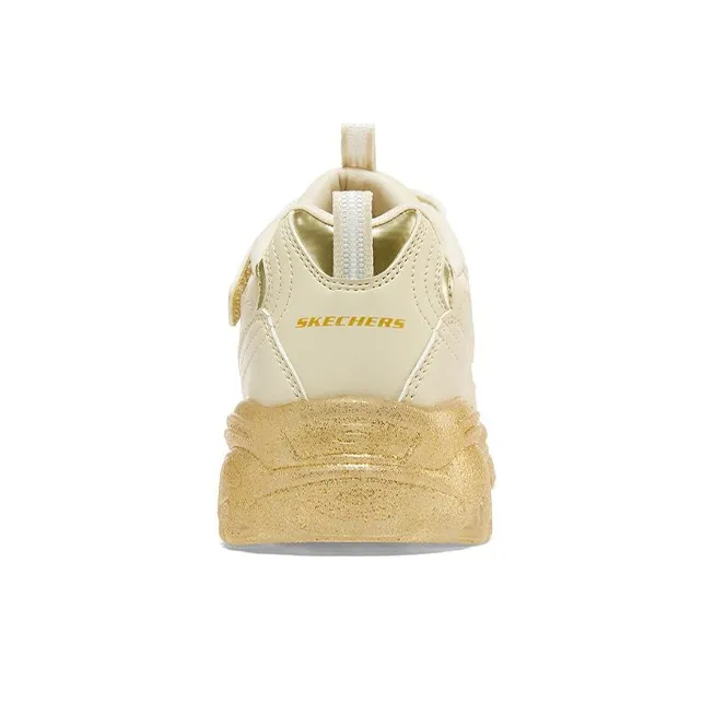 Skechers D'LITES 1.0 Abrasion Resistant Low Top Chunky Sneakers Beige Teenagers-3