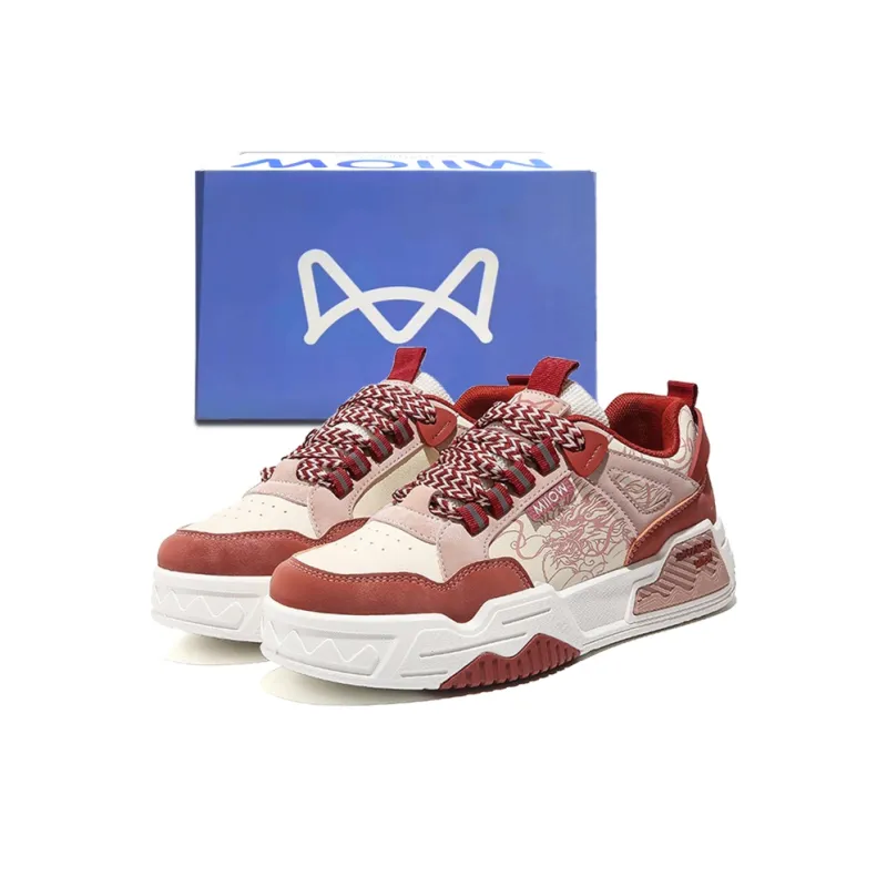 MIIOW Trend Party Series Skateboard Shoes Unisex Low Top Black White/Blue White/Burgundy-14