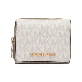 MICHAEL KORS Coated Canvas Wallet Trumpets Women's Light White