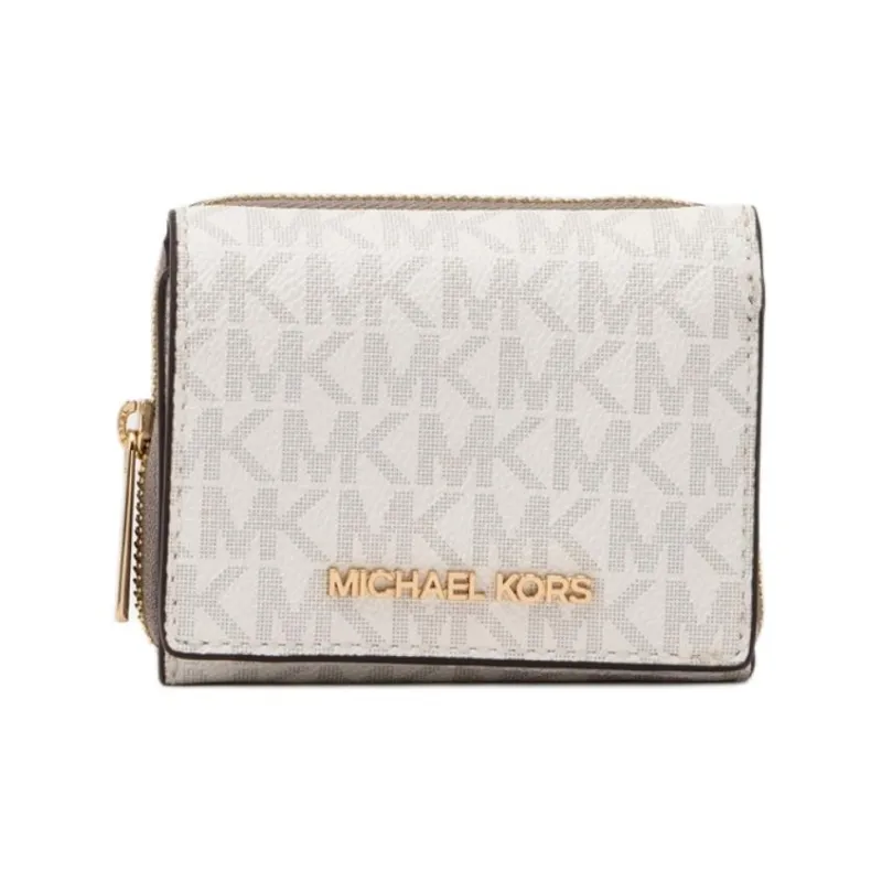 MICHAEL KORS Coated Canvas Wallet Trumpets Women's Light White-0