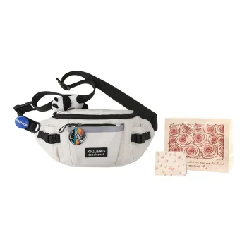 Rainbow Girl Nylon Fanny Pack, Crossbody Bag Unisex White/Gray/Black
