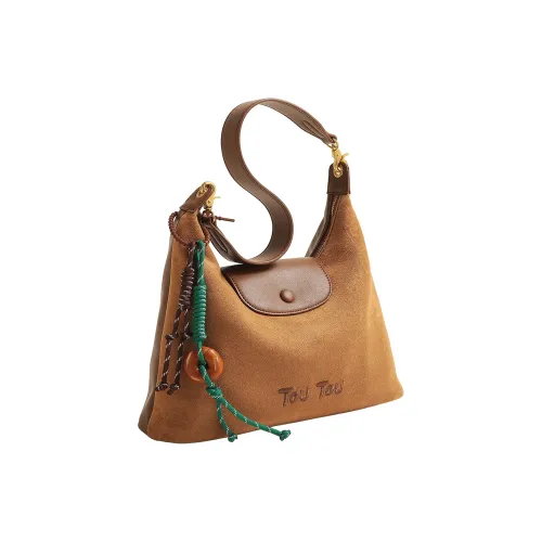 TOUTOU Fabric Shoulder Bag Medium Size Women's Natural Brown