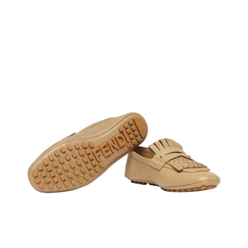 FENDI Selleria Loafers Women's Beige-5