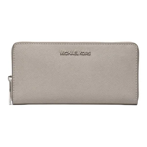 MICHAEL KORS Jet Set Travel Cow Leather Wallet Large Size Women's Pearl Gray