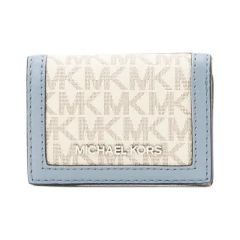 MICHAEL KORS Jet Set Travel Coated Canvas Wallet Women's Light Blue Multicolor