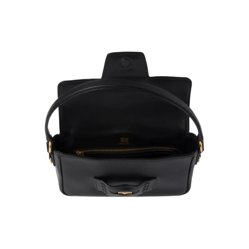 MIU MIU Penny Leather Shoulder Bag Crossbody Bag Handbag Regular Women's Black-3