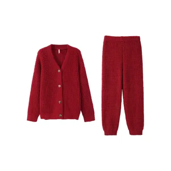Aannsfam Pajama Set Women's Basic Red