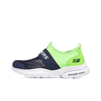 Skechers Razor Fle Slip Resistant Cushioning Abrasion Resistant Low Top Casual Shoes Marine Blue/Lemon Teenagers