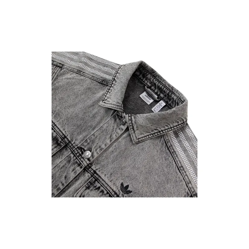 Adidas Originals Embellished Denim Jacket Denim Jacket Women's Acid Green Gray-3