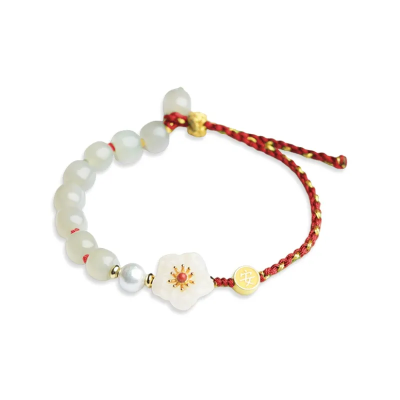 WANLIACC Colored Glaze Encounter Peach Blossom Bracelet Women's-1