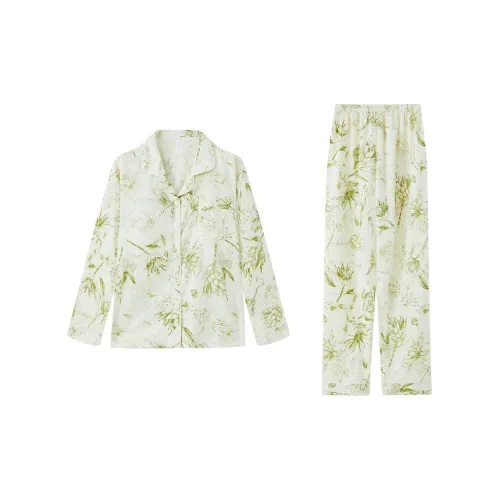 Sleep Students Dormitory Home Outerwear Ready Pajama Set Women's Green