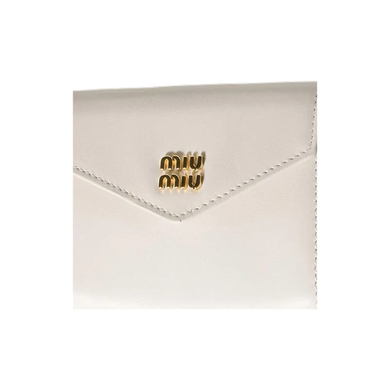 MIU MIU Leather Wallet Women's Tobacco & Chalk White-4
