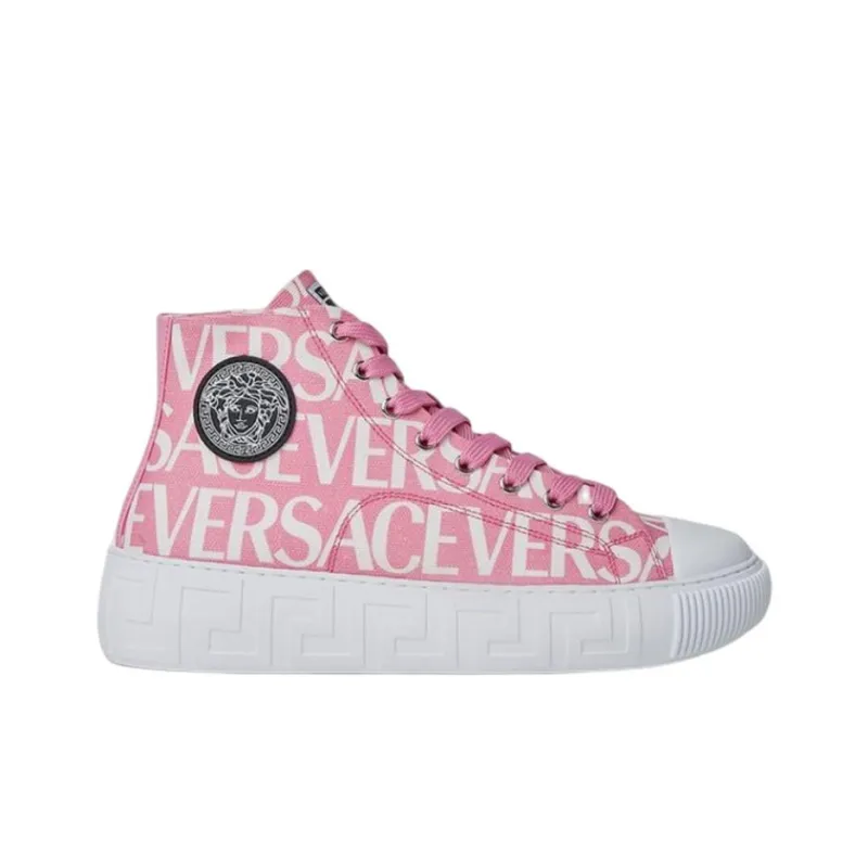 VERSACE La Greca High Top Stylish Skateboarding Shoes Women's Pink-1