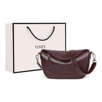 VINEY Cow Leather Patchwork Synthetic Leather Dumpling Bag Crossbody Bag Shoulder Bags Small Size Women's Wine Coffee
