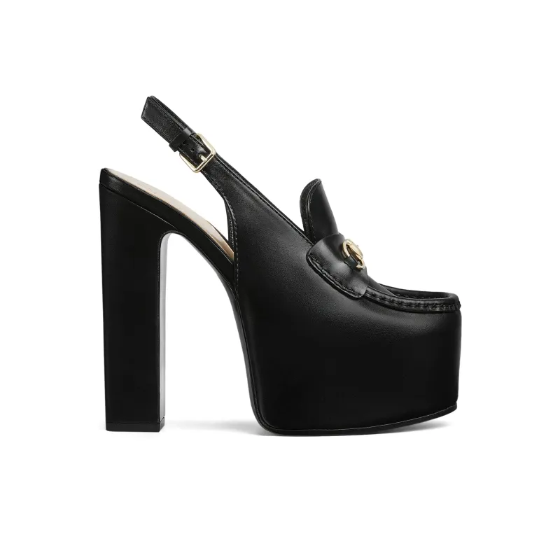 GUCCI Horsebit Loafers 14.5cm Women's Black-1