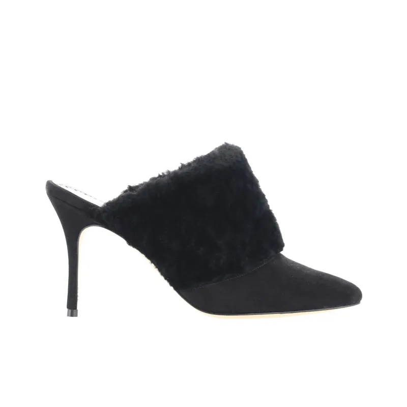 MANOLO BLAHNIK Closed Toe Slippers 9cm Women's Black-1