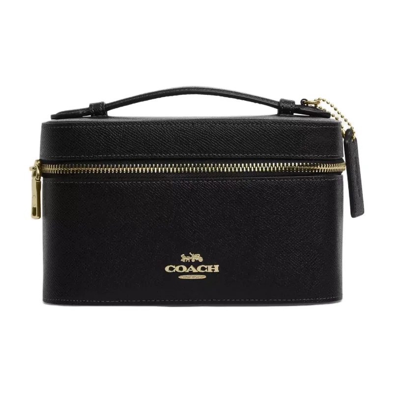 COACH Cross Grain Leather Makeup Bag Trumpets Women's Black-0
