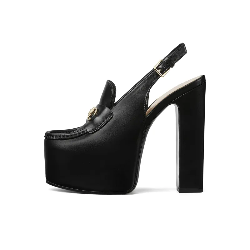 GUCCI Horsebit Loafers 14.5cm Women's Black-0