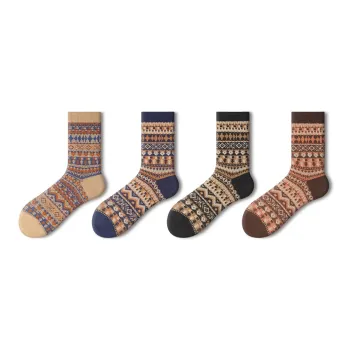 Primeet Mid-Calf Socks Fall And Winter Unisex 4 Pack