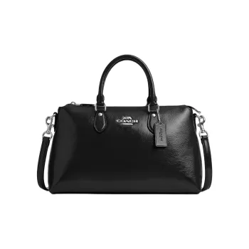 COACH Patent Leather Shoulder Bag Crossbody Bag Handbag Large Size Women's Black