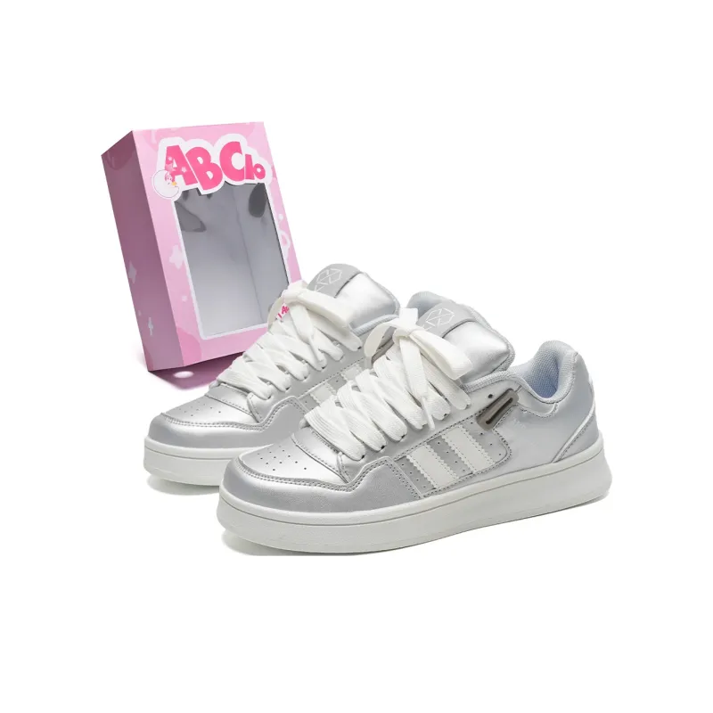 ABCIO Water-Resistant Cushioning Coverage Low-Top Skateboard Shoes Unisex White Moon Pink-0