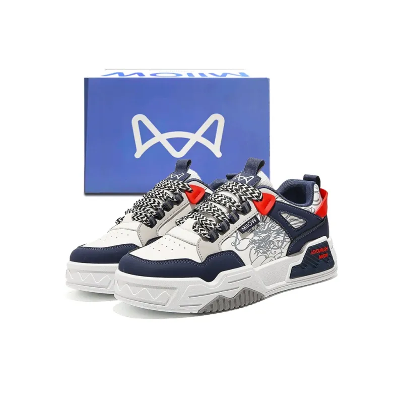 MIIOW Trend Party Series Skateboard Shoes Unisex Low Top Black White/Blue White/Burgundy-7