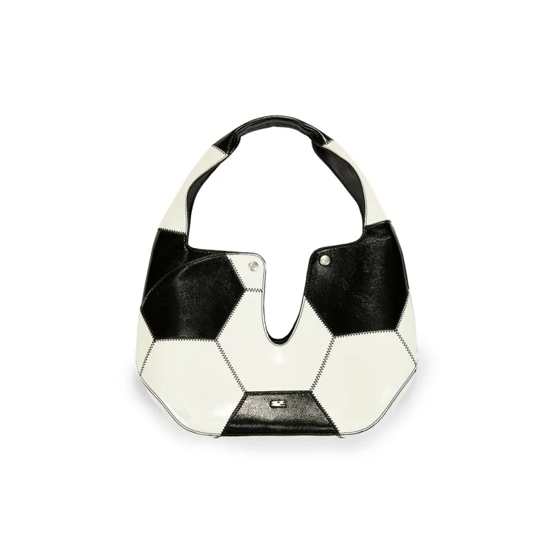 Crying Center PU Handbag Regular Unisex Black White-0