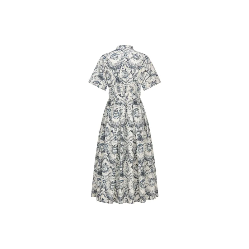 DIOR Mid-Length Shirt Dress Short-Sleeved Dresses Women's Navy-1