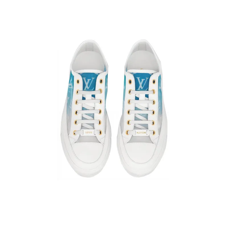LOUIS VUITTON Stellar Sneakers 'White With Fading Blue Monogram' Women's-4