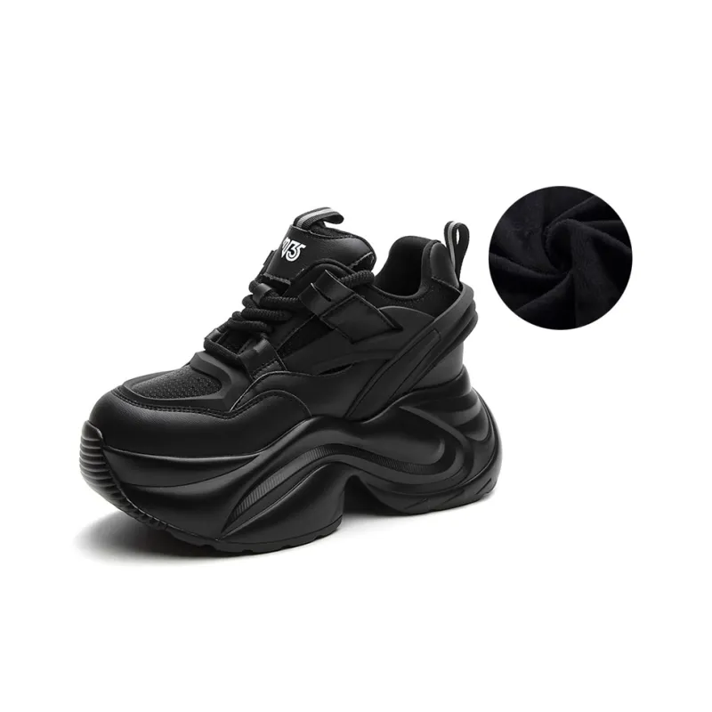 Shangjinni Height Increasing Impact-Resistant Wear-Resistant Lightweight Slip-Resistant Low-Top Chunky Sneakers Women's-0