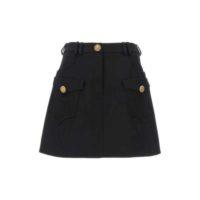 BALMAIN Logo Button Mini Skirt-1