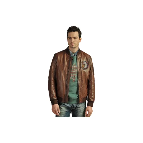 MCS Leather Jackets Men Coffee