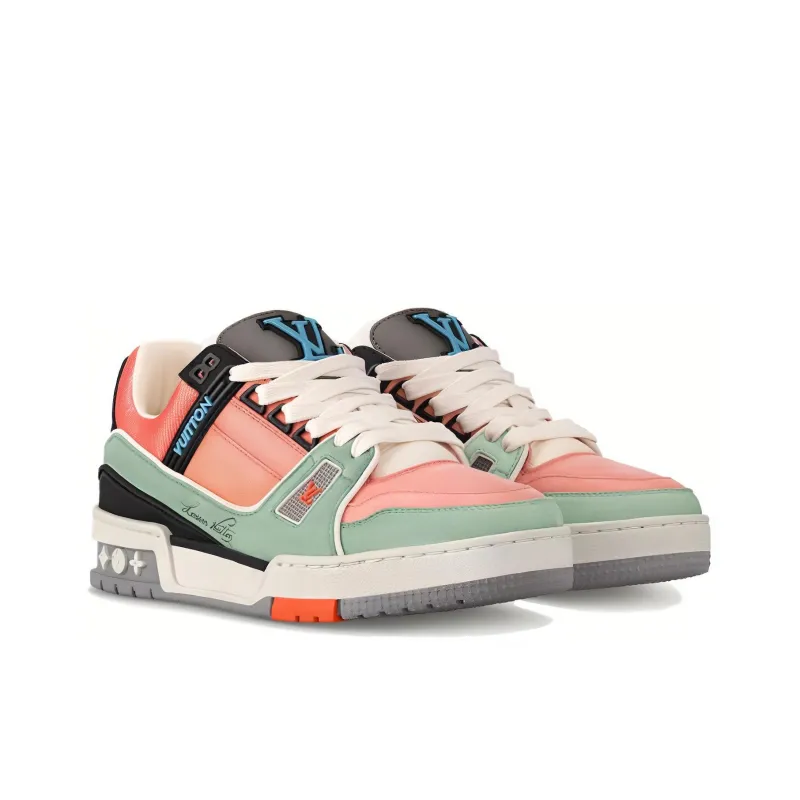 LOUIS VUITTON Trainer Low Top Skateboard Shoes Women's Orange-2