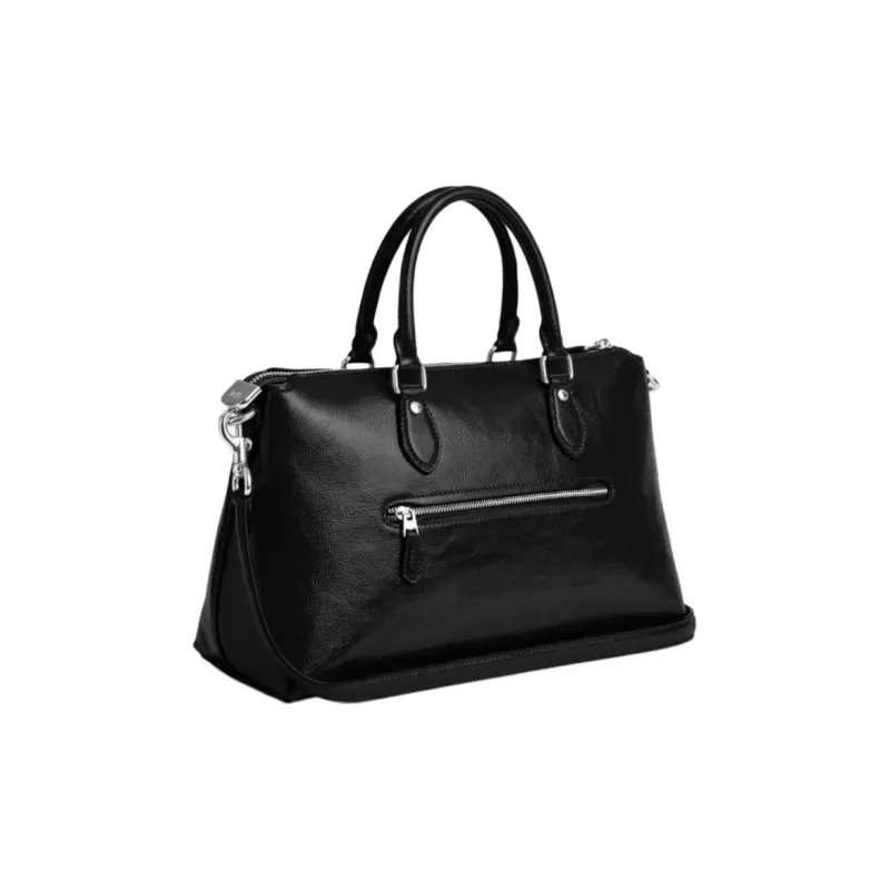 COACH Patent Leather Shoulder Bag Crossbody Bag Handbag Large Size Women's Black-1