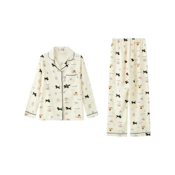 Sleep Students Dormitory Home Outerwear Ready Pajama Set Women's White