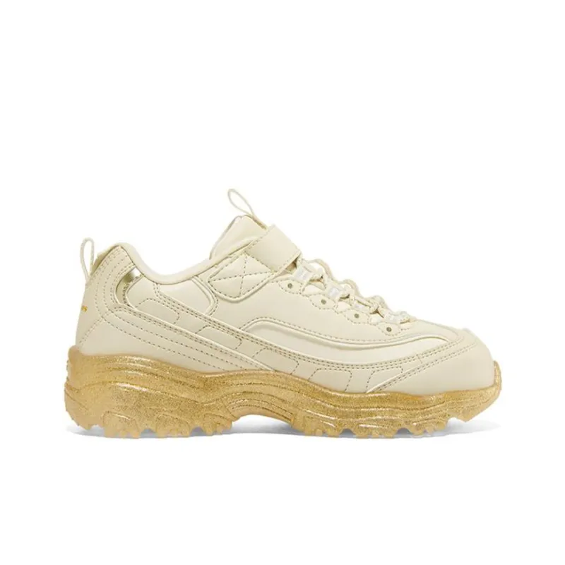 Skechers D'LITES 1.0 Abrasion Resistant Low Top Chunky Sneakers Beige Teenagers-1
