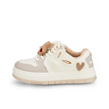 RUN MANNER Low Top Skateboard Shoes Women's White Khaki