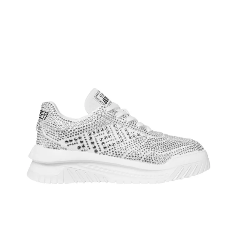 VERSACE Crystal-embellished Lace-up Sneakers-1