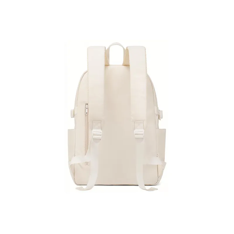 MAKEUP KITTEN Nylon Fabric Synthetic Leather Individual Versatile Backpack Large Size Unisex Ecru-4