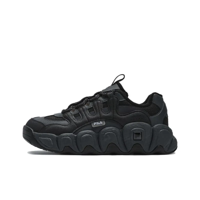 FILA Croissant Anti Slip And Wear Resistant Warm Low Top Chunky Sneakers Women's Black-0