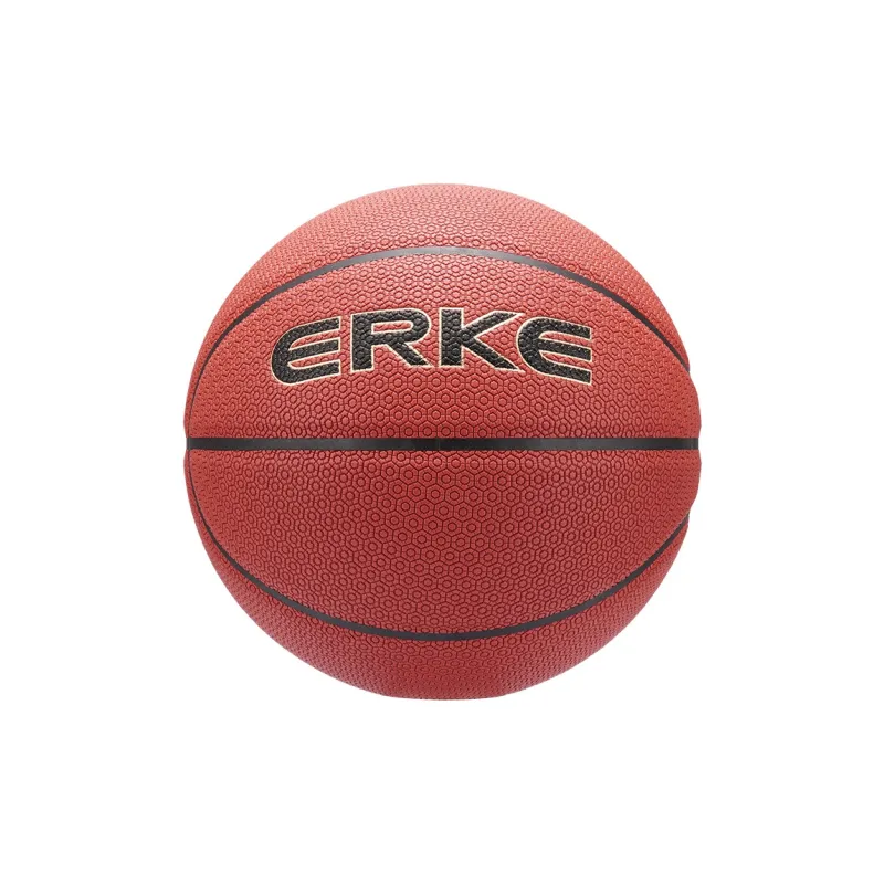 Erke Hexagonal Warriors PU Basketball Brown Size 7 Ball Training Unisex-1