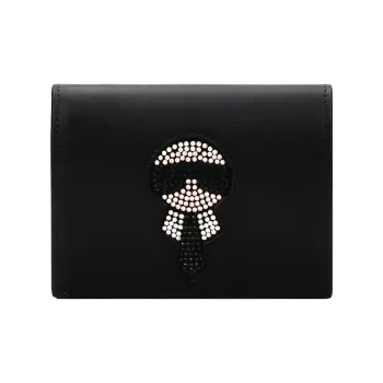 FENDI Cow Leather Wallet Women's Black
