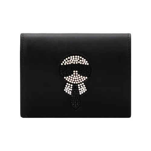FENDI Cow Leather Wallet Women's Black