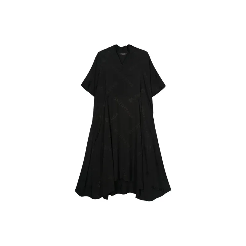 Balenciaga Short Sleeved Dress, Regular Fit Women's Gray-1