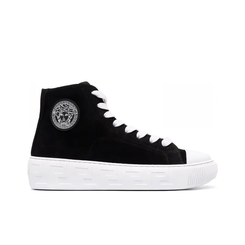 VERSACE Skateboard Shoes Women's High-Top Black/White-1